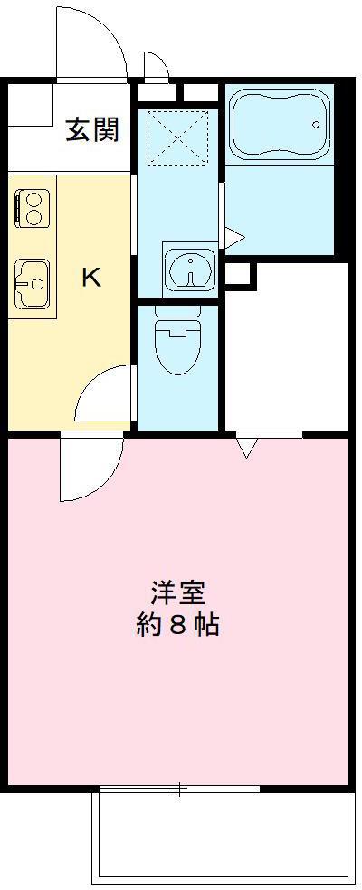 GLITTER NISHIHARA(1K/2階)の間取り写真