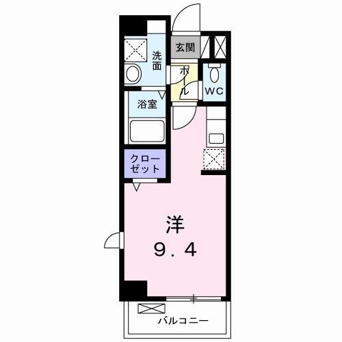 名鉄豊田線 浄水駅 徒歩12分 3階建 築6年(ワンルーム/2階)の間取り写真