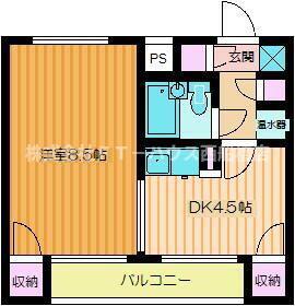 メゾン行徳(1DK/4階)の間取り写真