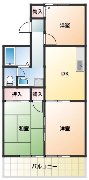 セジュール重根B棟(3DK/1階)の間取り写真