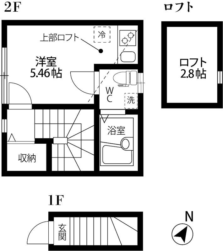 GREEN TAKE(ワンルーム/2階)の間取り写真