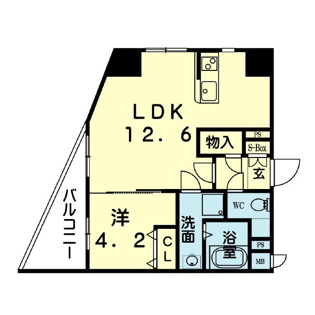 ライズ保田窪(1LDK/6階)の間取り写真