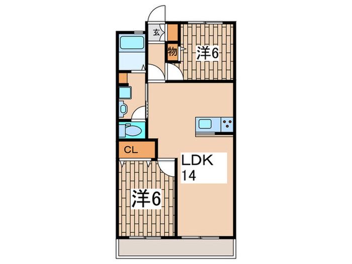 ポートライフ大和(2LDK/3階)の間取り写真