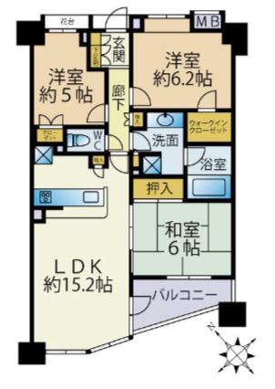 小石川ザ・レジデンスイーストスクエア(1LDK/3階)の間取り写真