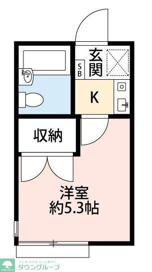 ユニベル中原(1K/1階)の間取り写真