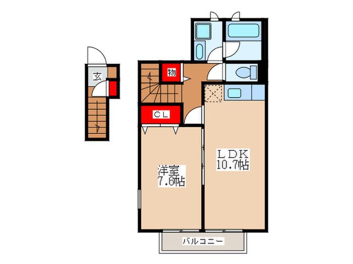 アスピリア ルミエール(1LDK/2階)の間取り写真