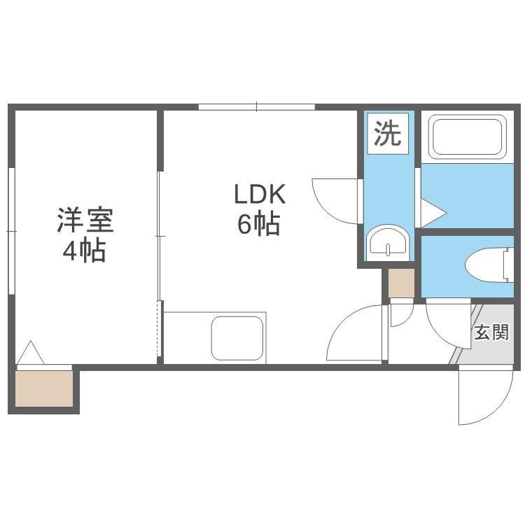 ヴィラ二十四軒(1DK/2階)の間取り写真