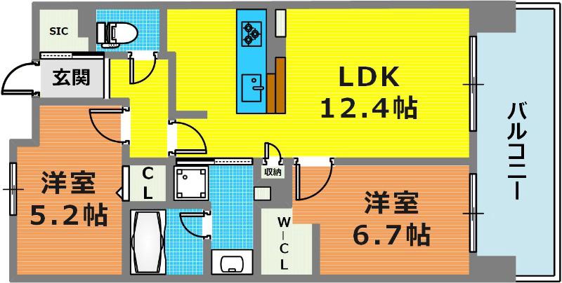 ワコーレ新神戸マスターズレジデンス(2LDK/10階)の間取り写真