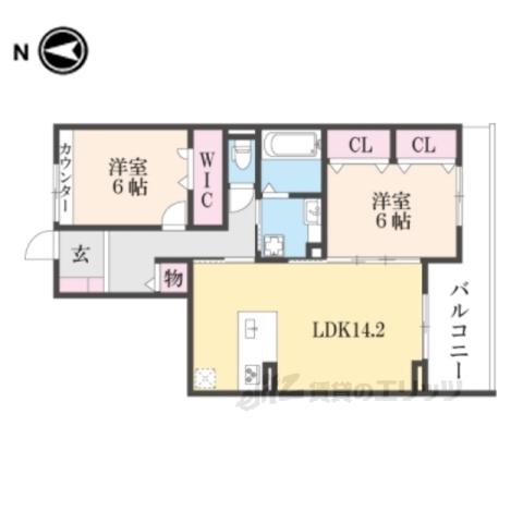 トリシア新庄(2LDK/2階)の間取り写真