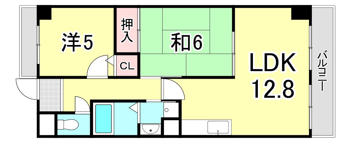 ラフォーレ・ハタII(2LDK/2階)の間取り写真