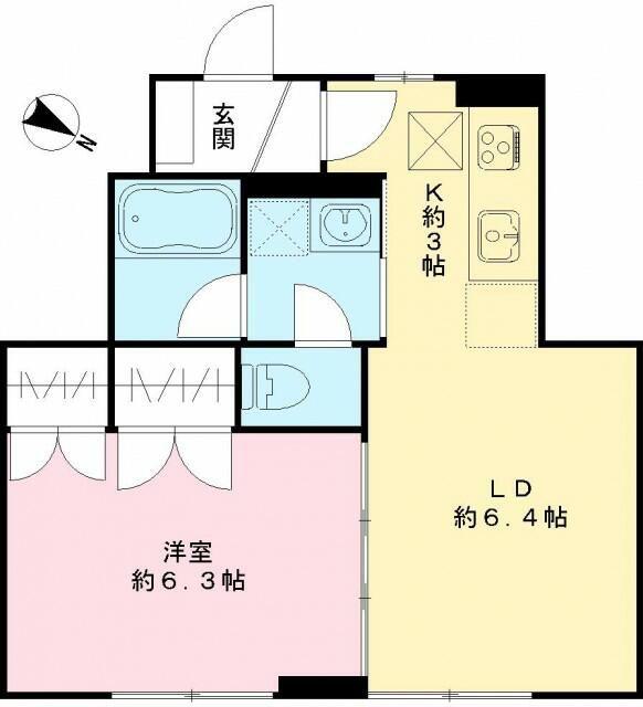 ウィング成城(1LDK/1階)の間取り写真