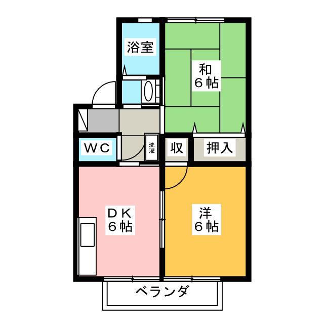 ディアコート富塚(2DK/2階)の間取り写真