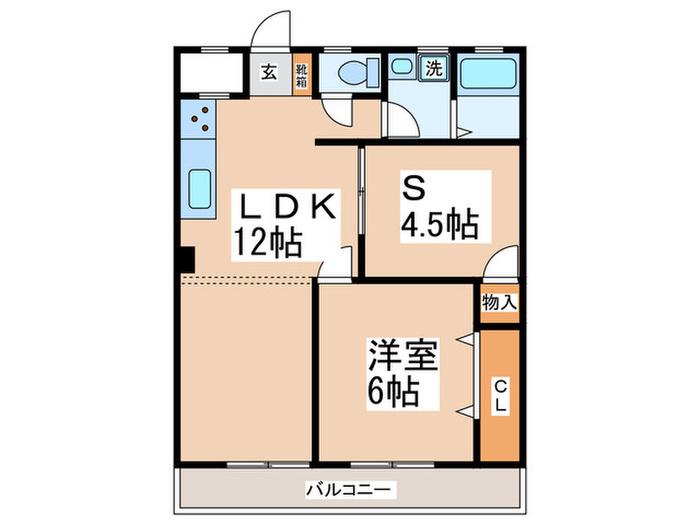 内野マンション(1SLDK/4階)の間取り写真