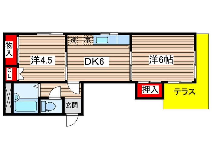ホワイトレジデンス(2DK/1階)の間取り写真