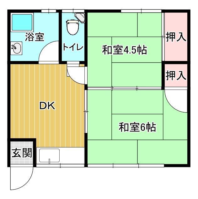 ヴィラ豊府(2DK/1階)の間取り写真