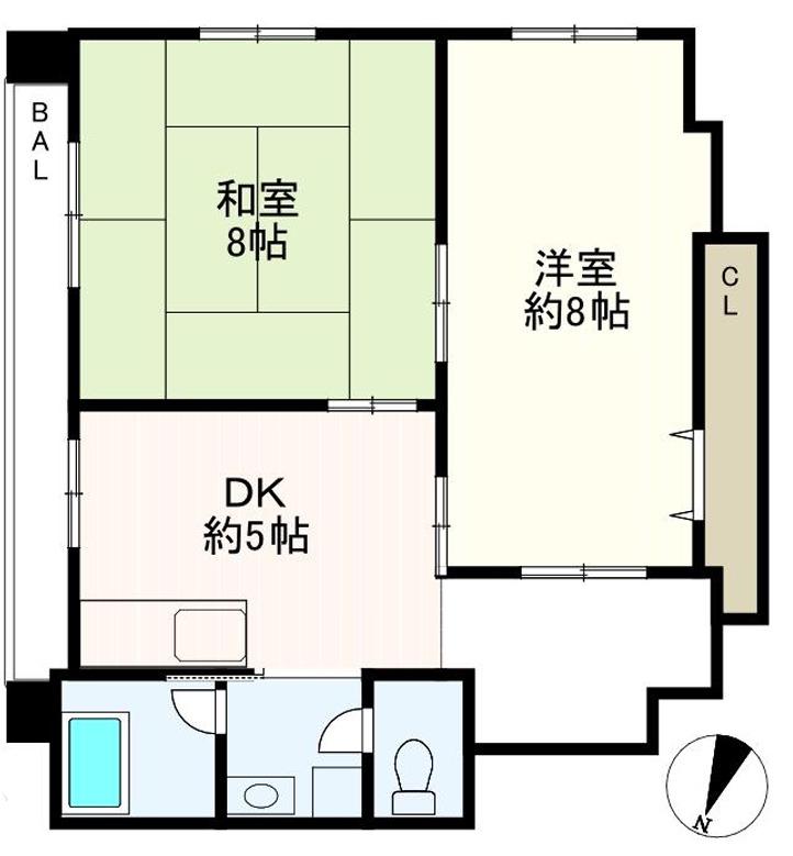 マンションA-1(2DK/4階)の間取り写真