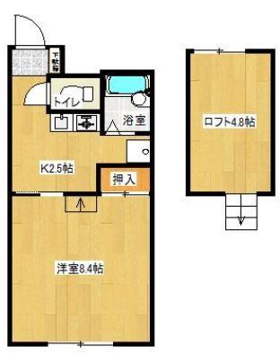 ウッドワン2番館(1K/1階)の間取り写真