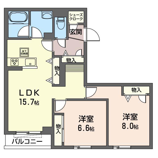 KS2425(2LDK/1階)の間取り写真