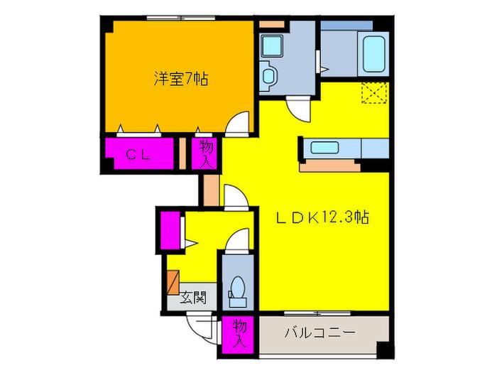 ポーラー・スター(1LDK/1階)の間取り写真