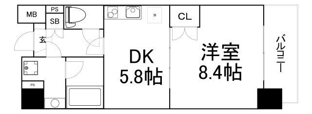 天満泉マンション(1DK/7階)の間取り写真