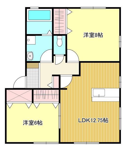 フラワーヒル(2LDK/1階)の間取り写真