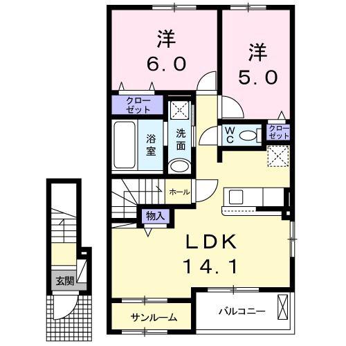 ブリランテ本郷(2LDK/2階)の間取り写真