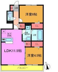 サンモール(2LDK/1階)の間取り写真
