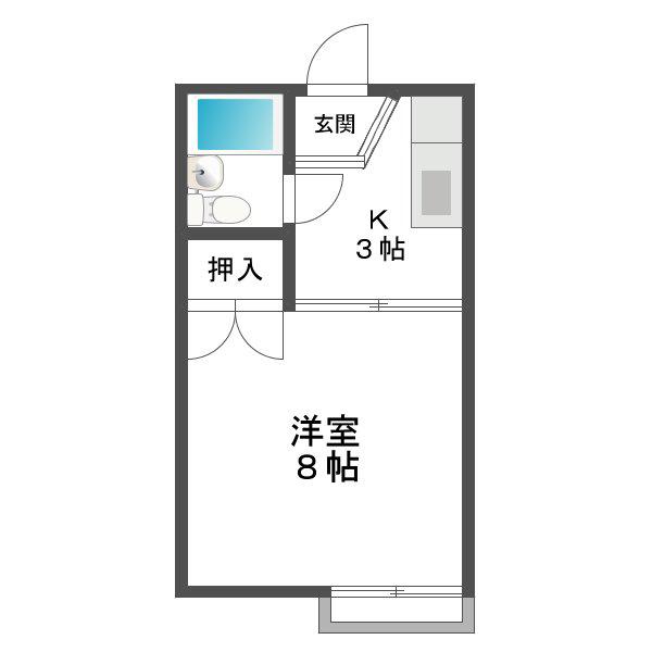 いづみ荘(1K/2階)の間取り写真