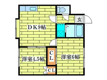 カナルコートI(2LDK/3階)の間取り写真