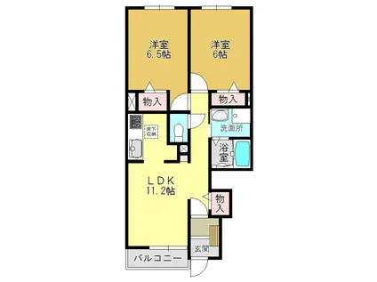 グランド ソレイユ B(2LDK/1階)の間取り写真