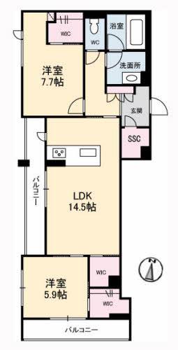 クロノス(2LDK/2階)の間取り写真