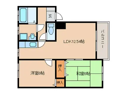 RA長門石(2LDK/1階)の間取り写真