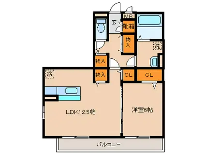 デュオ南太閤山(1LDK/1階)の間取り写真