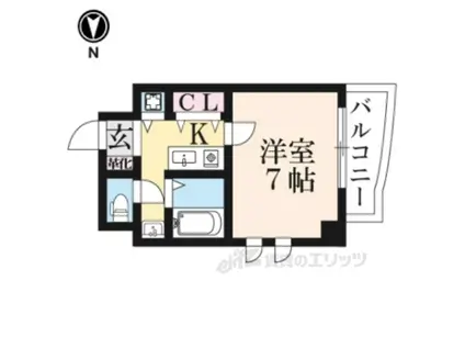グランドパレス京都烏丸五条(1K/4階)の間取り写真