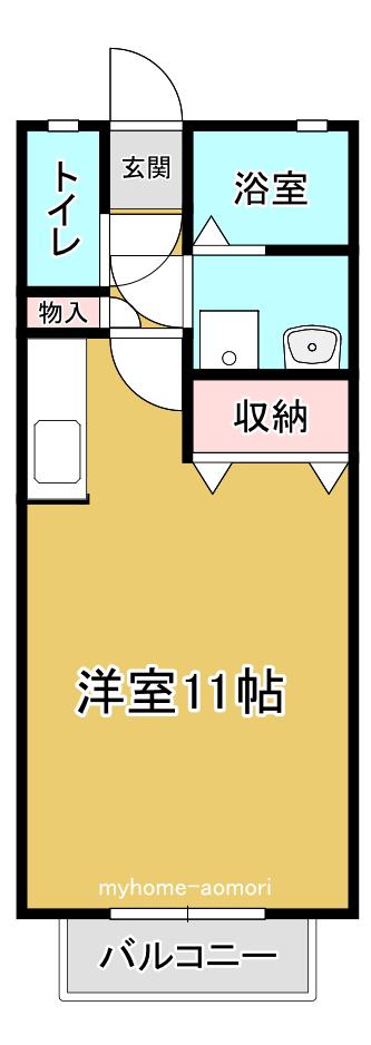 ソレイユU.S.J(ワンルーム/1階)の間取り写真