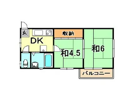 福家マンション(2DK/4階)の間取り写真