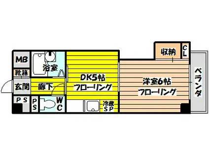 上新庄駅前グランドハイツ北(1K/4階)の間取り写真