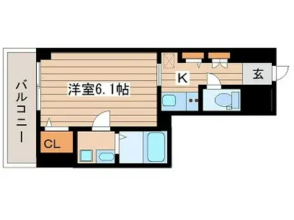 Sレジデンス南堀江(1K/3階)の間取り写真