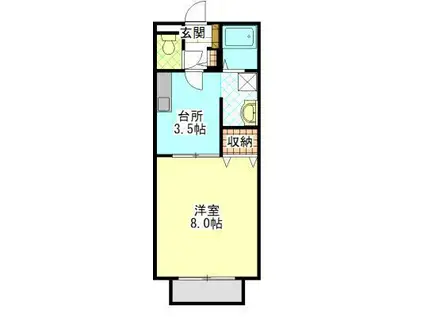 メゾンドヴェール A・B(1K/1階)の間取り写真