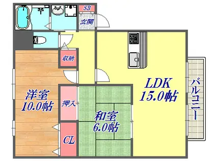 ジュネス武庫之荘7(2LDK/1階)の間取り写真
