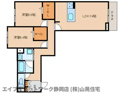 ルネスヒルズ安東(2LDK/1階)の間取り写真