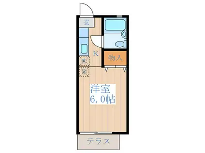 ルーテシア武蔵小金井(1K/1階)の間取り写真