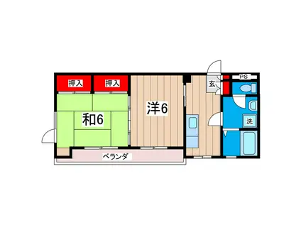 助川2丁目まるたかビル(2DK/3階)の間取り写真