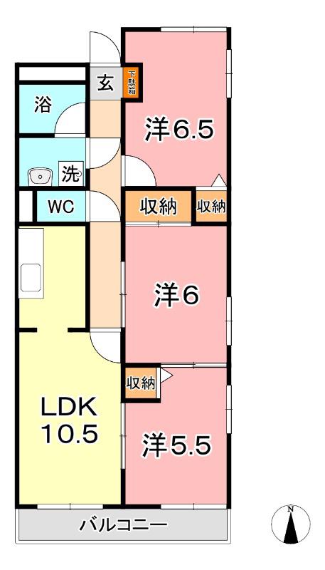 デューク白楽町 I(3LDK/1階)の間取り写真