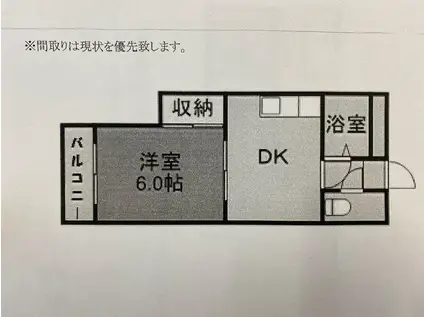 桔梗ハイツ(1DK/2階)の間取り写真