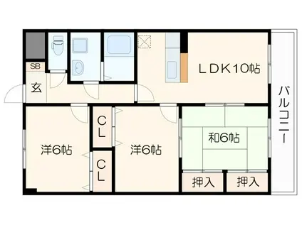 サンシャイン佐野II(3LDK/2階)の間取り写真