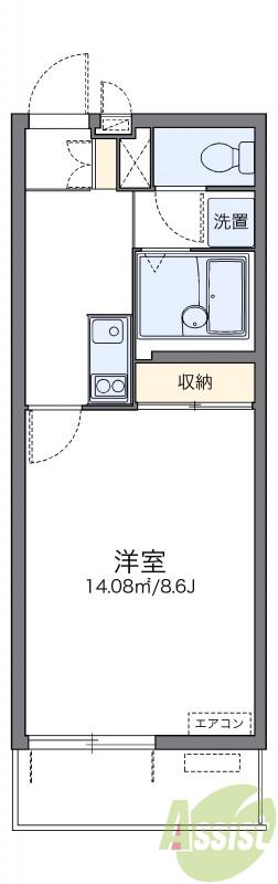 レオネクストカルミア(1K/4階)の間取り写真