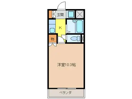 カーサセンダII(1K/2階)の間取り写真