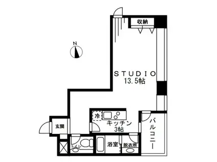 レジディアタワー麻布十番(ワンルーム/7階)の間取り写真