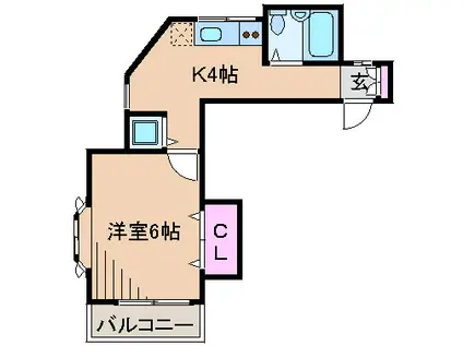 シャトー妙蓮寺(1K/1階)の間取り写真
